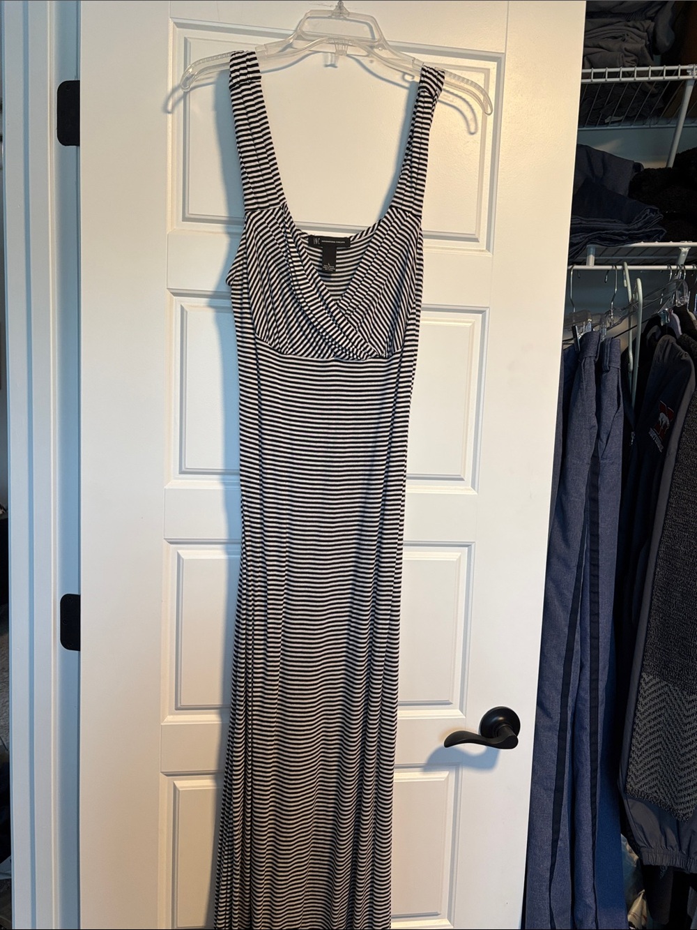 INC International Concepts Black and White Striped Maxi Tank Dress